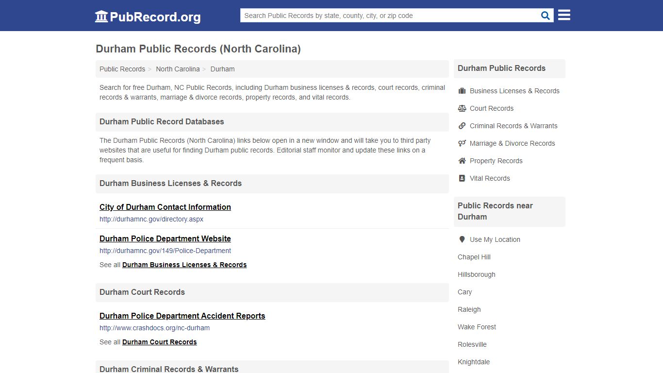 Free Durham Public Records (North Carolina Public Records) - PubRecord.org